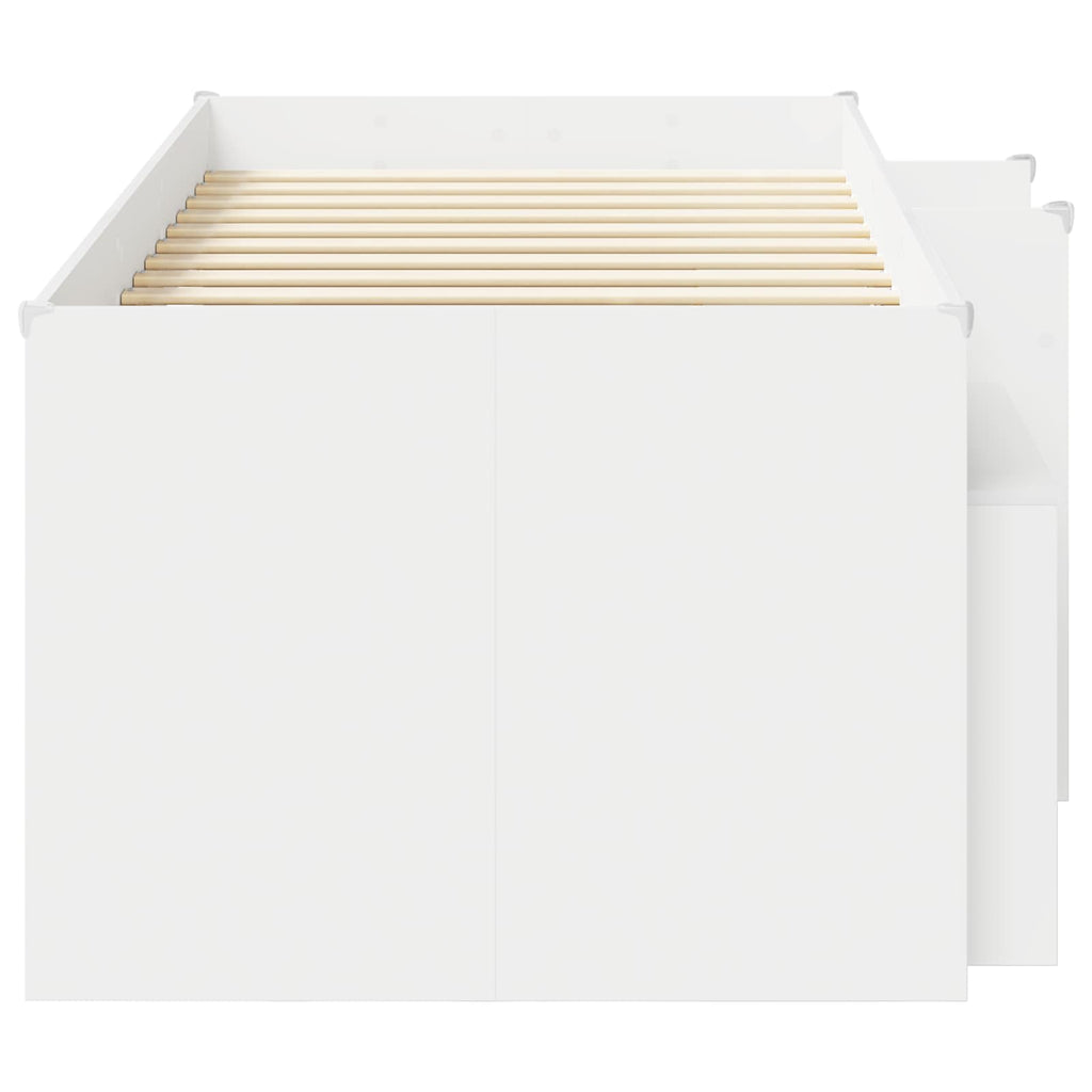 Marco de cama loft con armario con estante 3 pcs Blanco