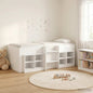 Loft bed frame with wardrobe with 3-piece shelf White