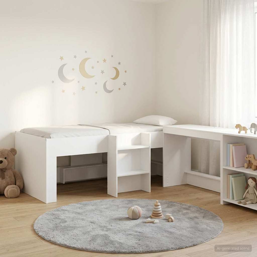 Cama alta para niños con escritorio Blanco 80 x 200 cm