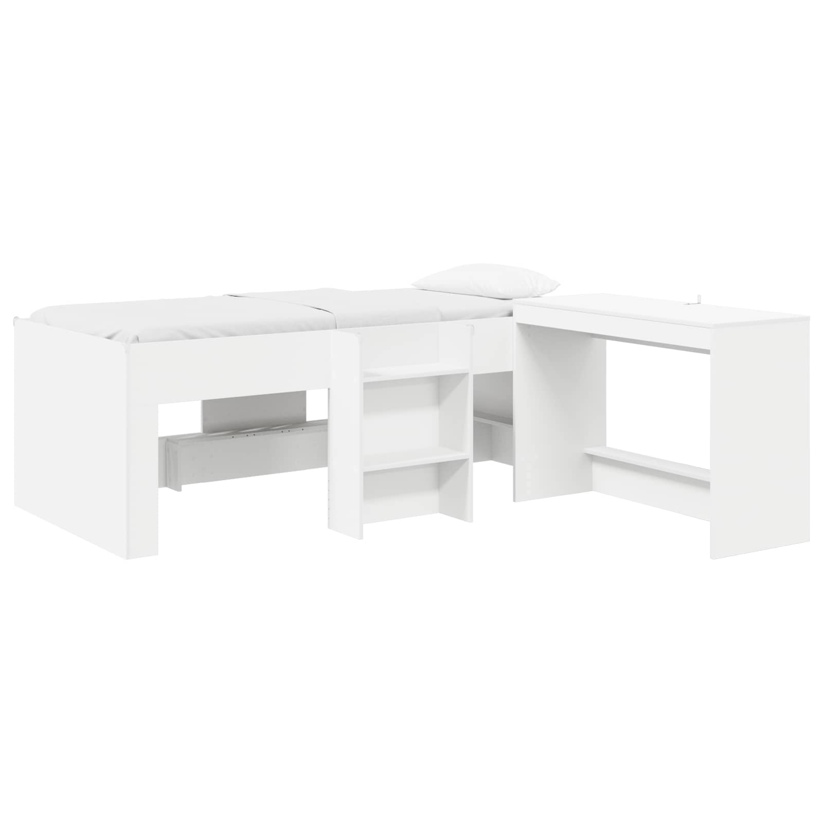 Cama alta para niños con escritorio Blanco 80 x 200 cm