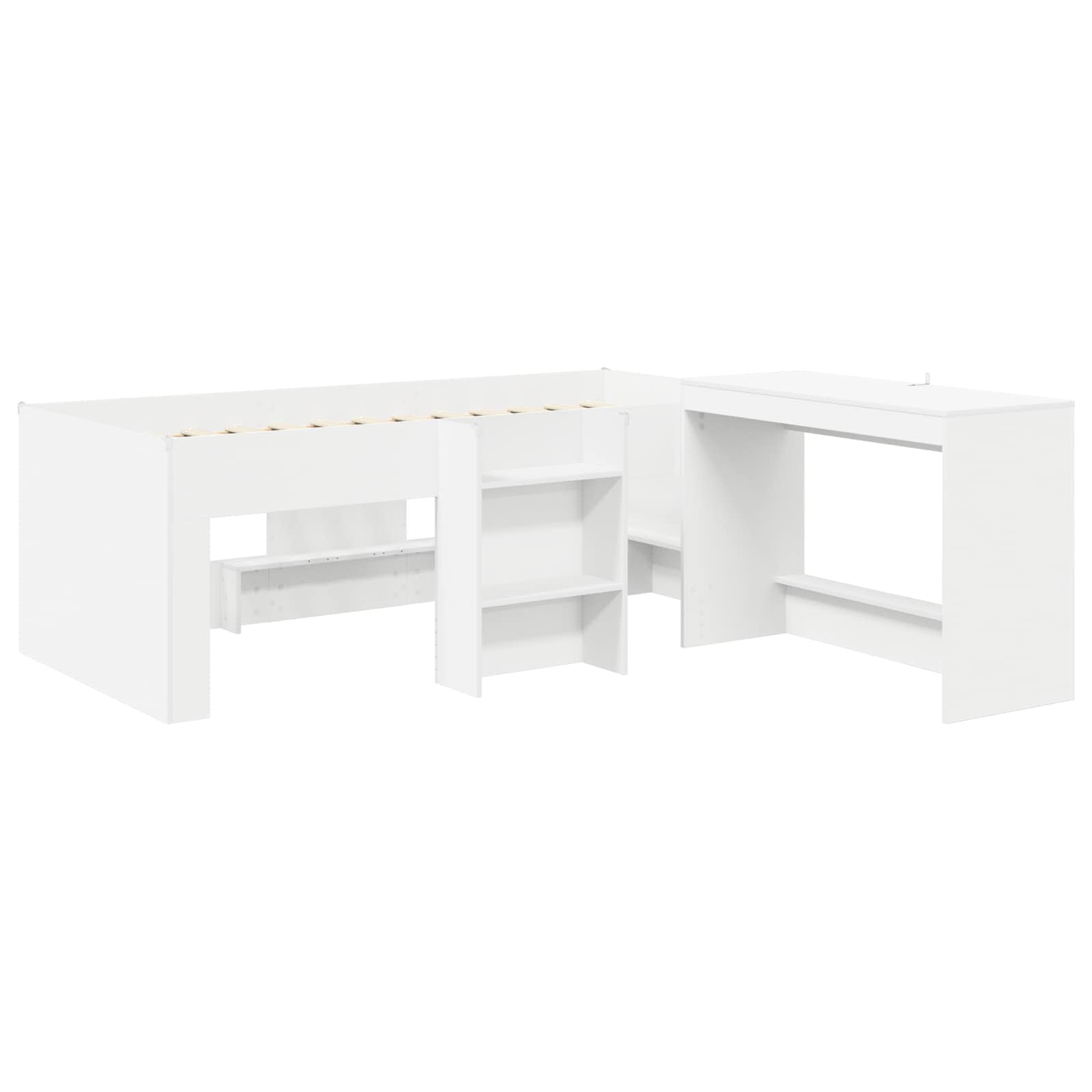 Cama alta para niños con escritorio Blanco 80 x 200 cm
