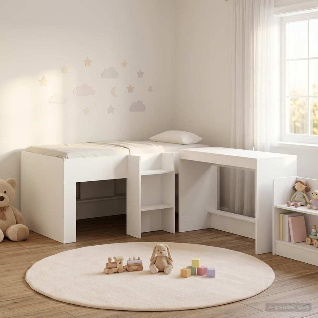 Cama alta para niños con escritorio Blanco 80 x 160 cm