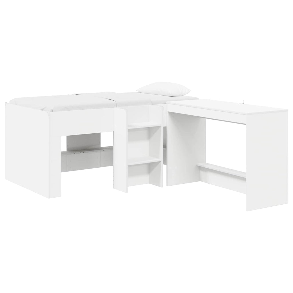 Cama alta para niños con escritorio Blanco 80 x 160 cm