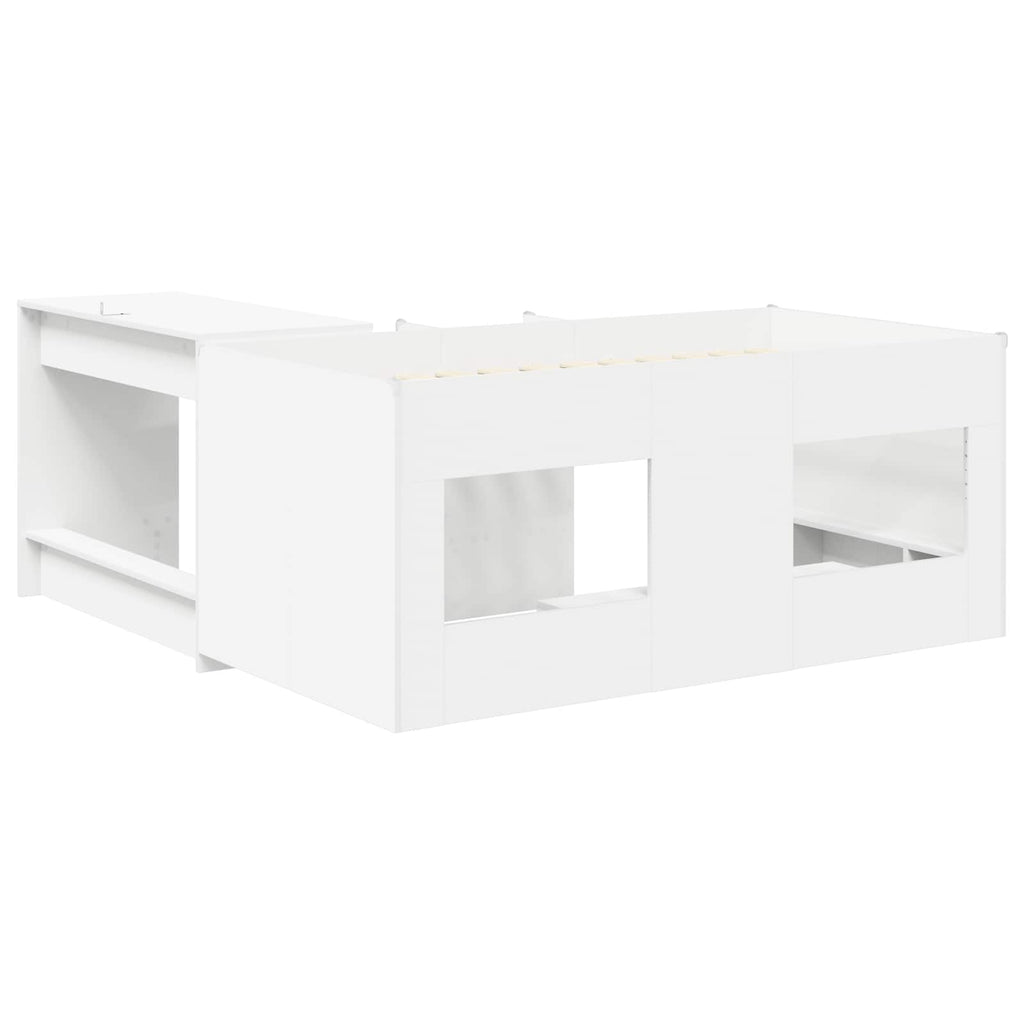 Cama alta para niños con escritorio Blanco 80 x 160 cm