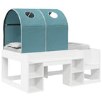 Cama con Túnel 4 pcs Blanco y Azul Claro Madera de ingeniería