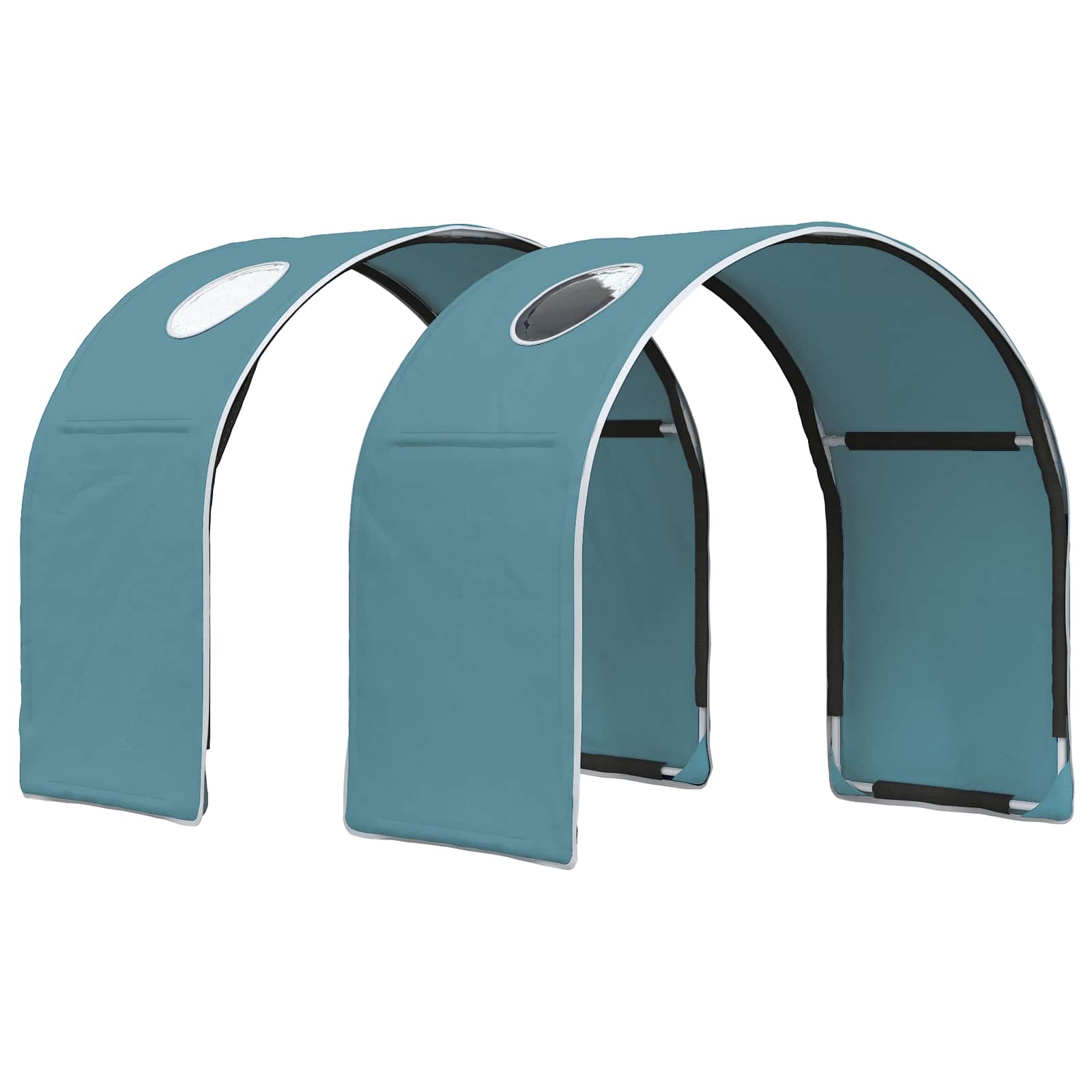 Cama con Túnel 4 pcs Blanco y Azul Claro Madera de ingeniería
