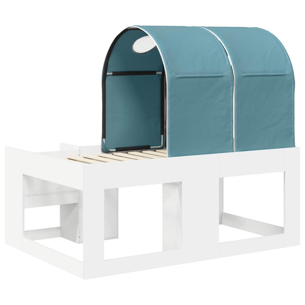 Cama con Túnel 4 pcs Blanco y Azul Claro Madera de ingeniería