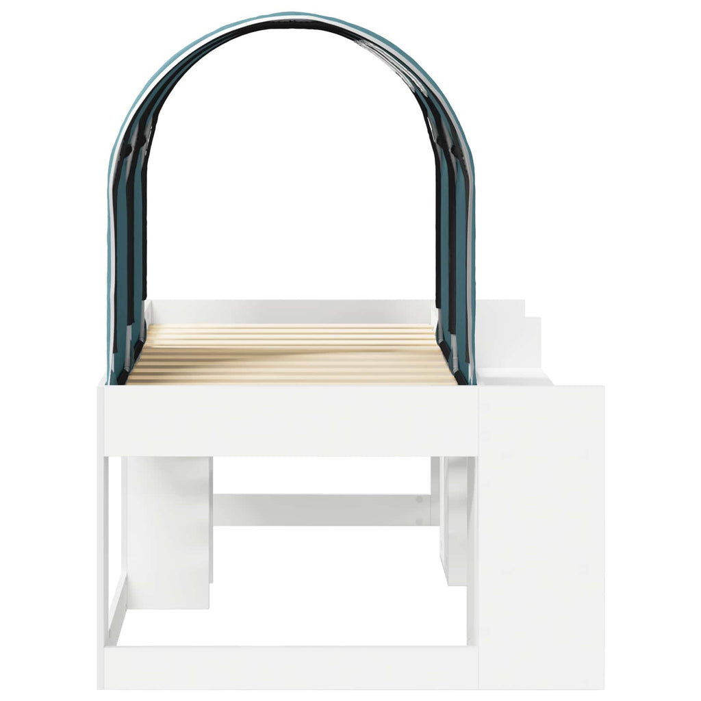 Cama con Túnel 4 pcs Blanco y Azul Claro Madera de ingeniería