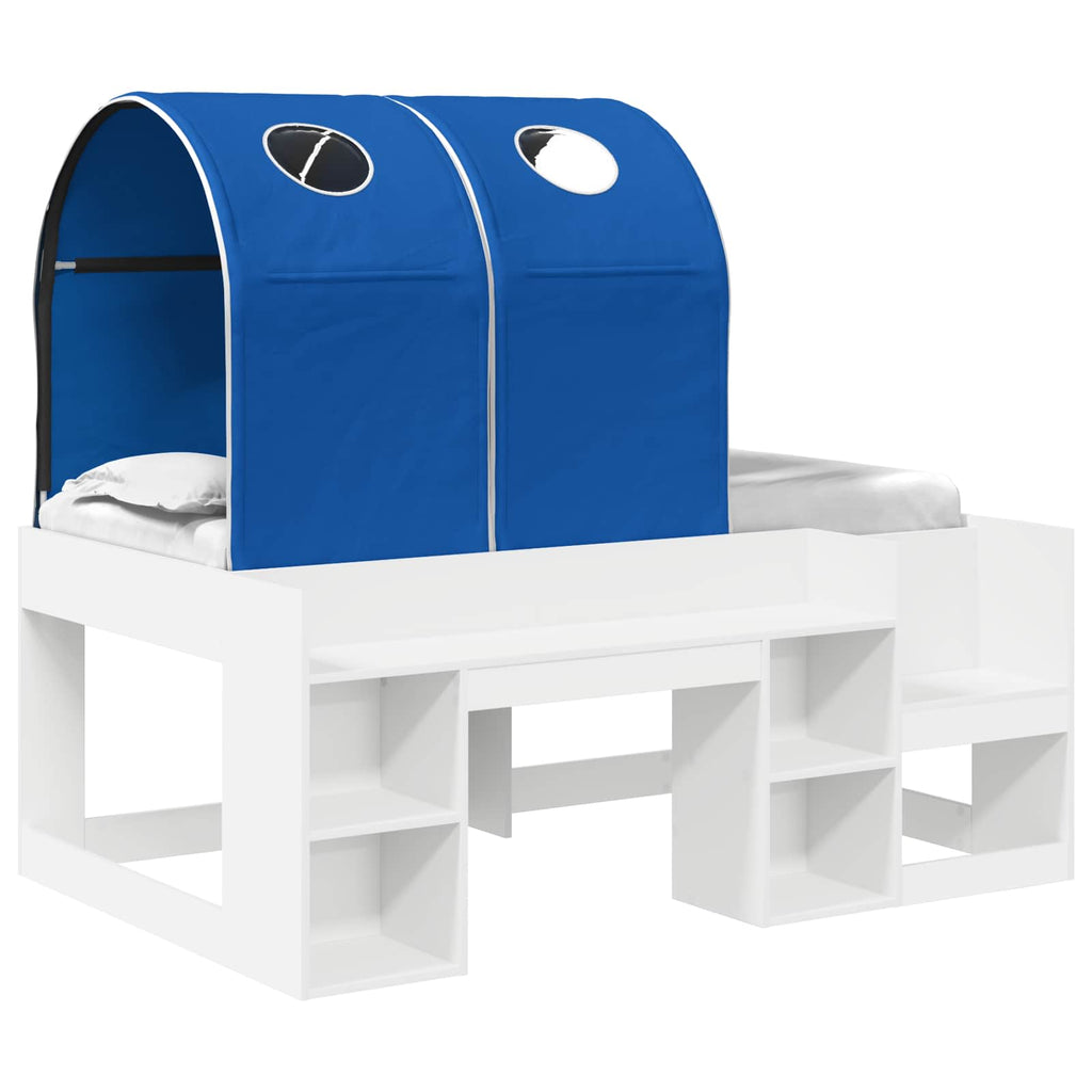 Cama con Túnel 4 pcs Blanco y Azul Madera de ingeniería