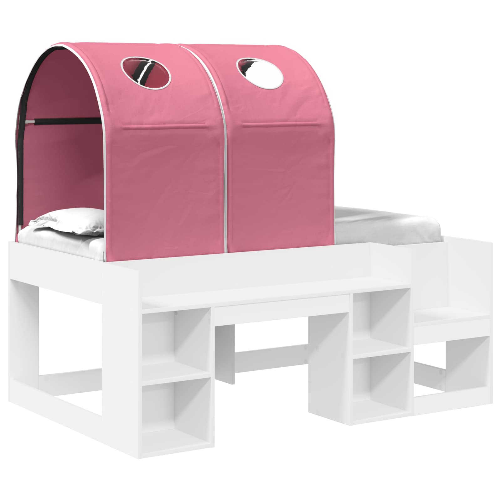 Cama con Túnel 4 pcs Blanco y Rosa Madera de ingeniería