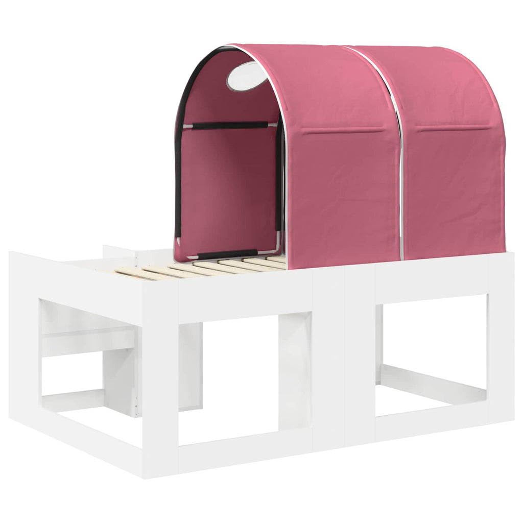Cama con Túnel 4 pcs Blanco y Rosa Madera de ingeniería
