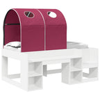 Cama con Túnel 4 pcs Blanco y Rojo Madera de ingeniería