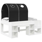 Cama con Túnel 4 pcs Blanco y Negro Madera de ingeniería