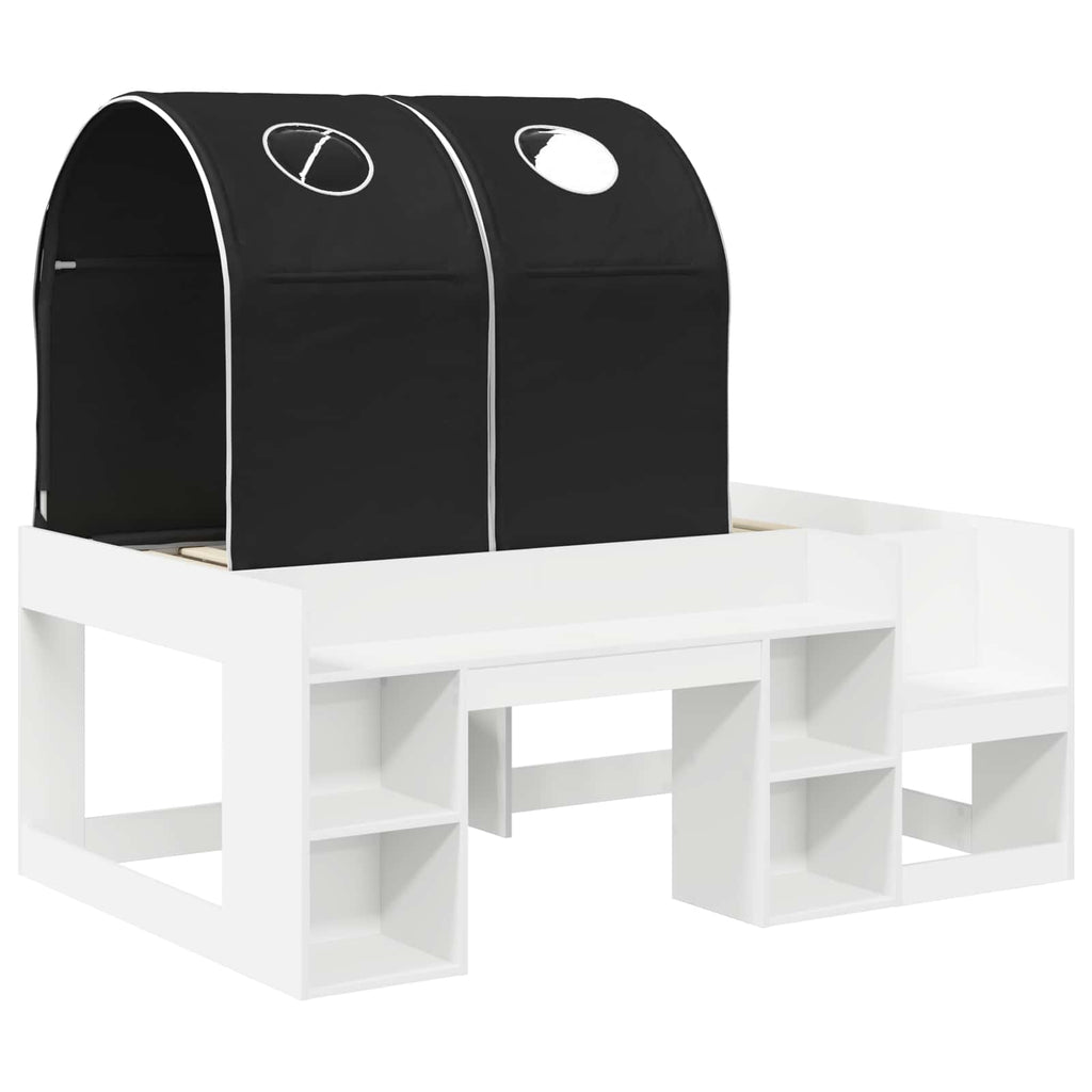 Cama con Túnel 4 pcs Blanco y Negro Madera de ingeniería