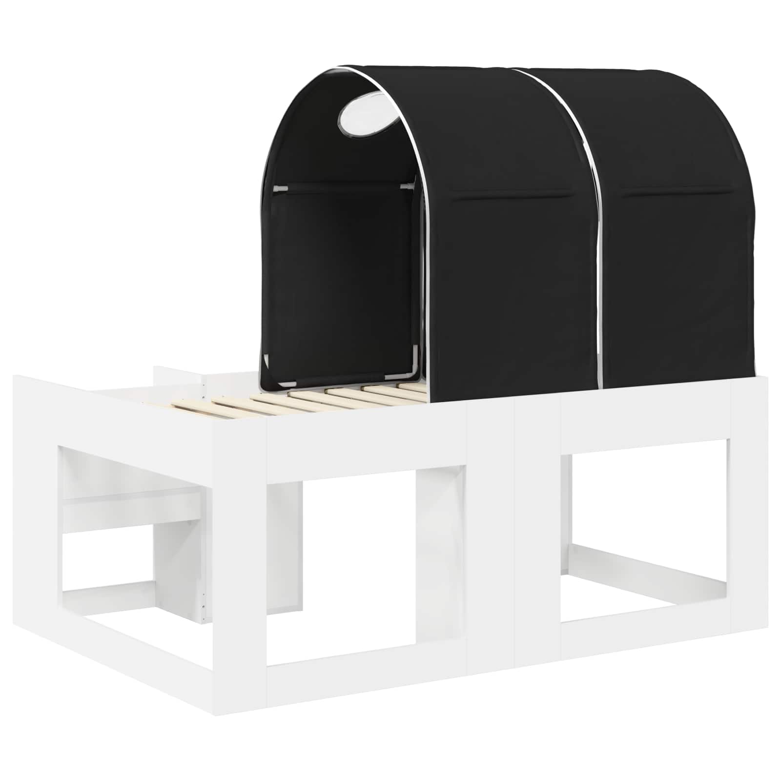 Cama con Túnel 4 pcs Blanco y Negro Madera de ingeniería