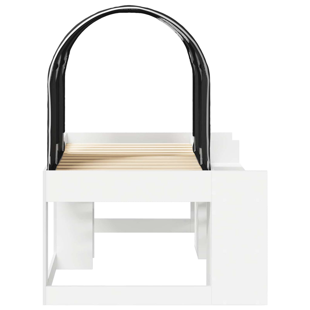 Cama con Túnel 4 pcs Blanco y Negro Madera de ingeniería