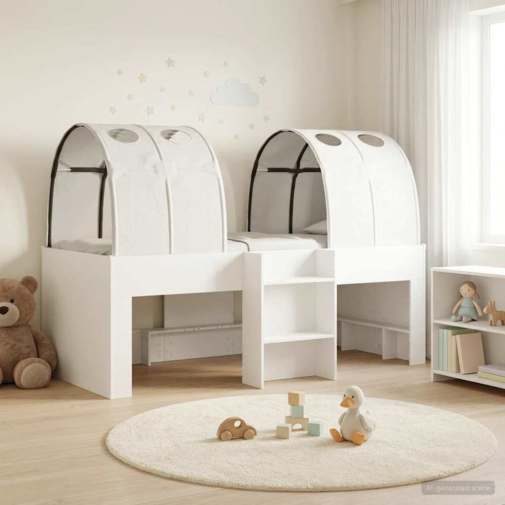 Cama con Túnel 4 pcs Blanco Madera de ingeniería