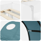 Cama con Túnel 4 pcs Blanco y Azul Claro Madera de ingeniería