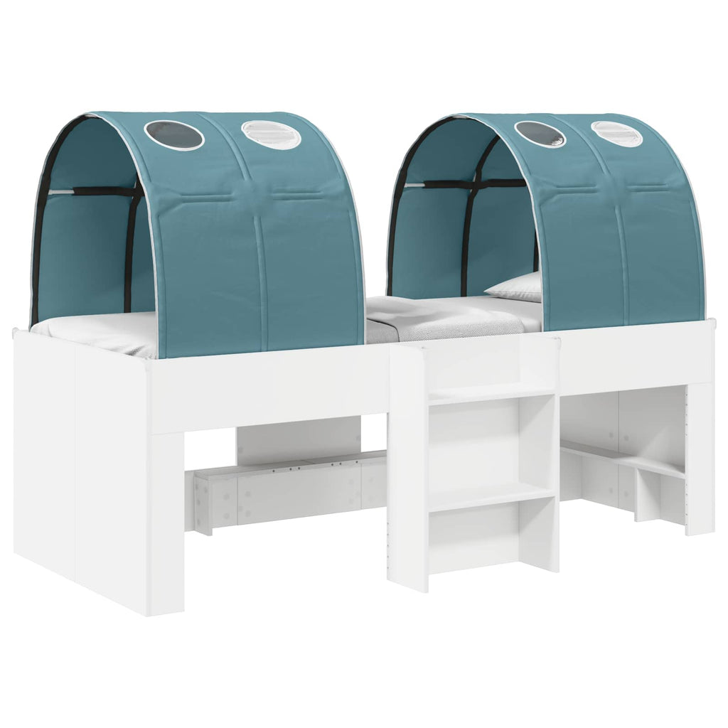 Cama con Túnel 4 pcs Blanco y Azul Claro Madera de ingeniería