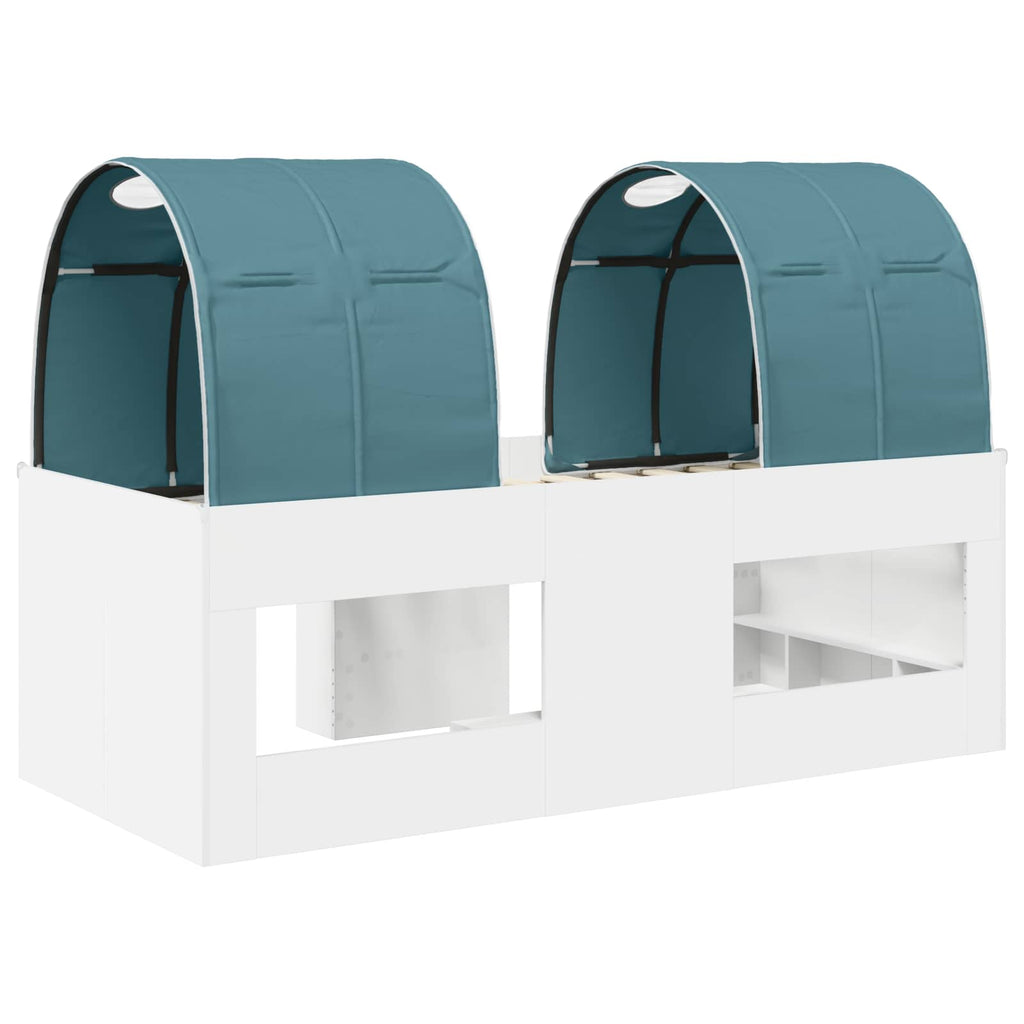 Cama con Túnel 4 pcs Blanco y Azul Claro Madera de ingeniería