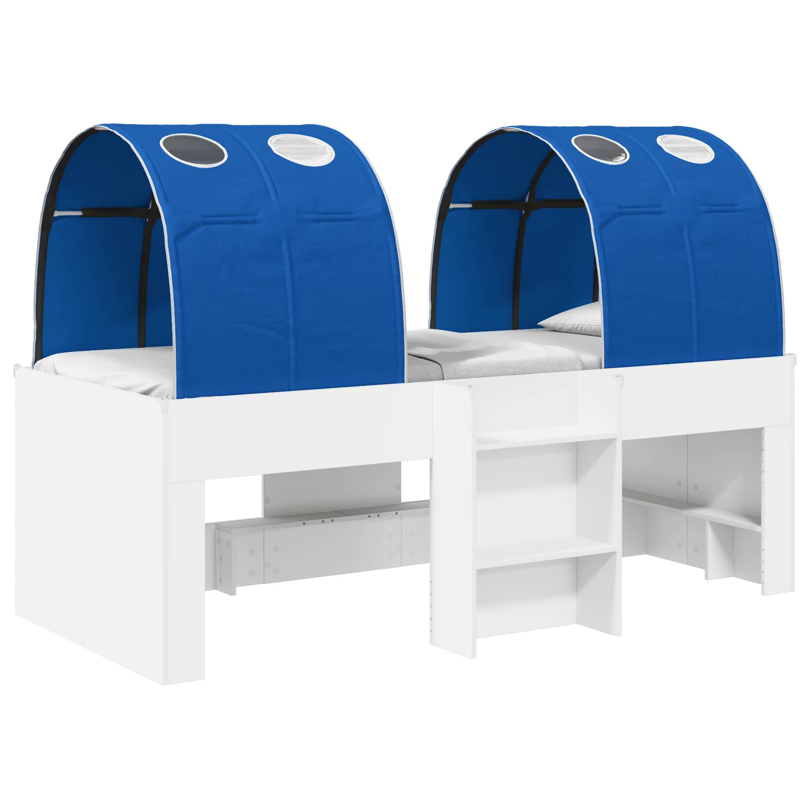 Cama con Túnel 4 pcs Blanco y Azul Madera de ingeniería
