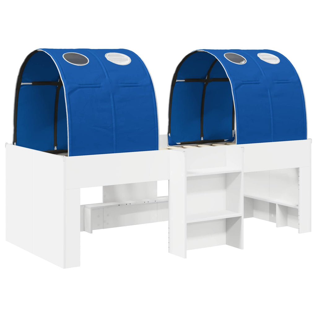 Cama con Túnel 4 pcs Blanco y Azul Madera de ingeniería