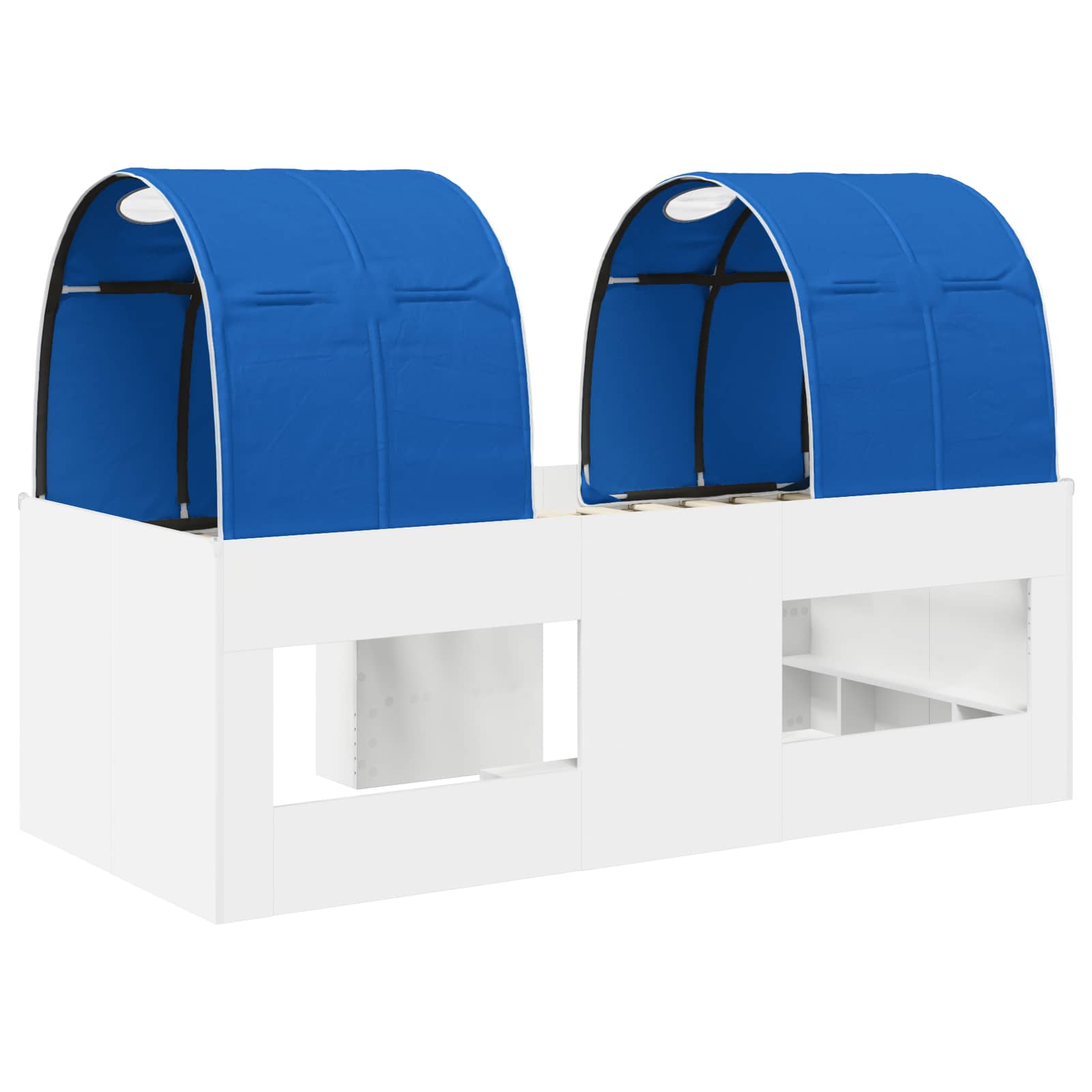 Cama con Túnel 4 pcs Blanco y Azul Madera de ingeniería