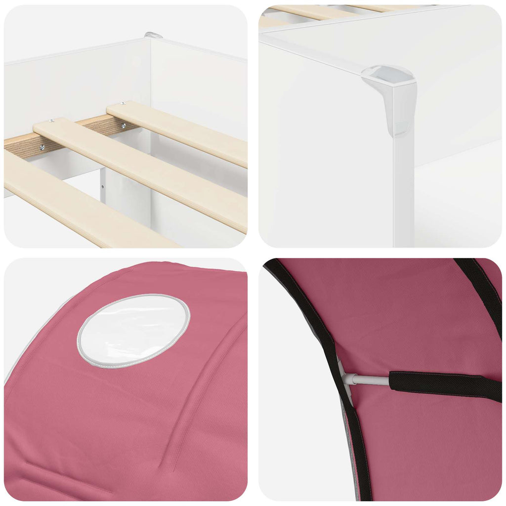 Cama con Túnel 4 pcs Blanco y Rosa Madera de ingeniería