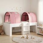 Cama con Túnel 4 pcs Blanco y Rosa Madera de ingeniería