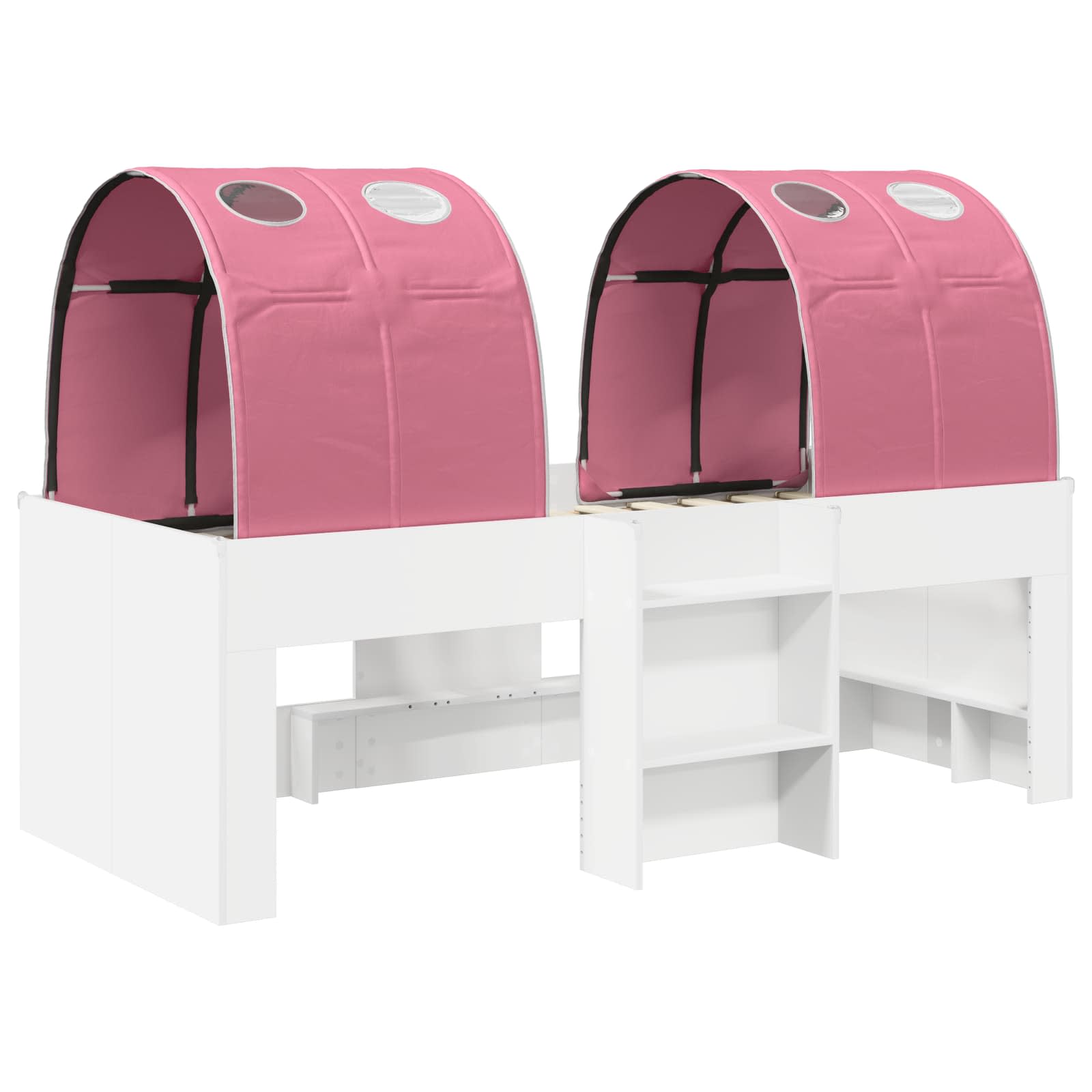 Cama con Túnel 4 pcs Blanco y Rosa Madera de ingeniería