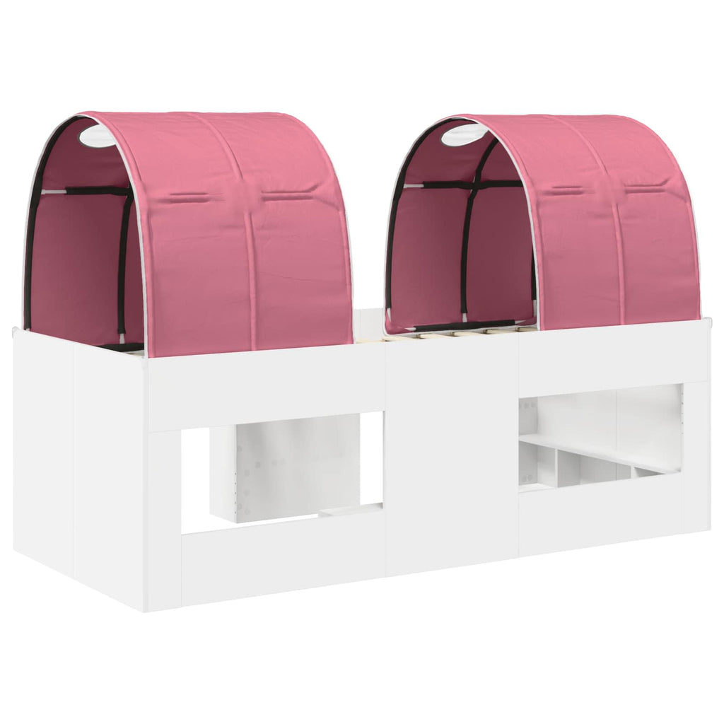 Cama con Túnel 4 pcs Blanco y Rosa Madera de ingeniería