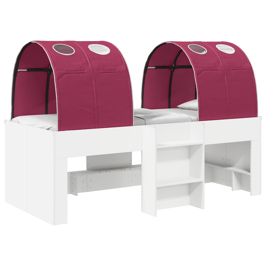 Cama con Túnel 4 pcs Blanco y Rojo Madera de ingeniería