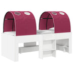 Cama con Túnel 4 pcs Blanco y Rojo Madera de ingeniería