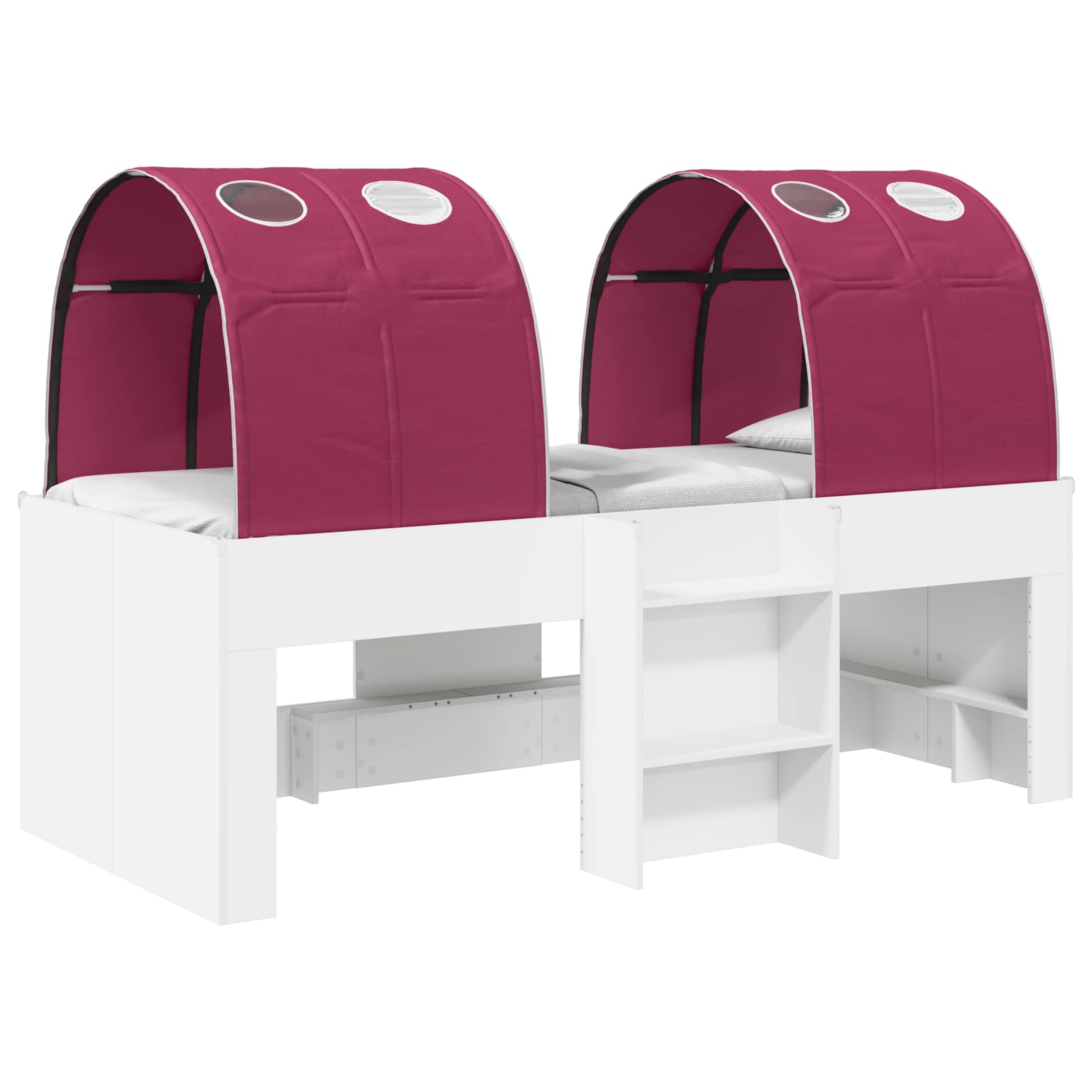 Cama con Túnel 4 pcs Blanco y Rojo Madera de ingeniería