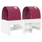 Cama con Túnel 4 pcs Blanco y Rojo Madera de ingeniería