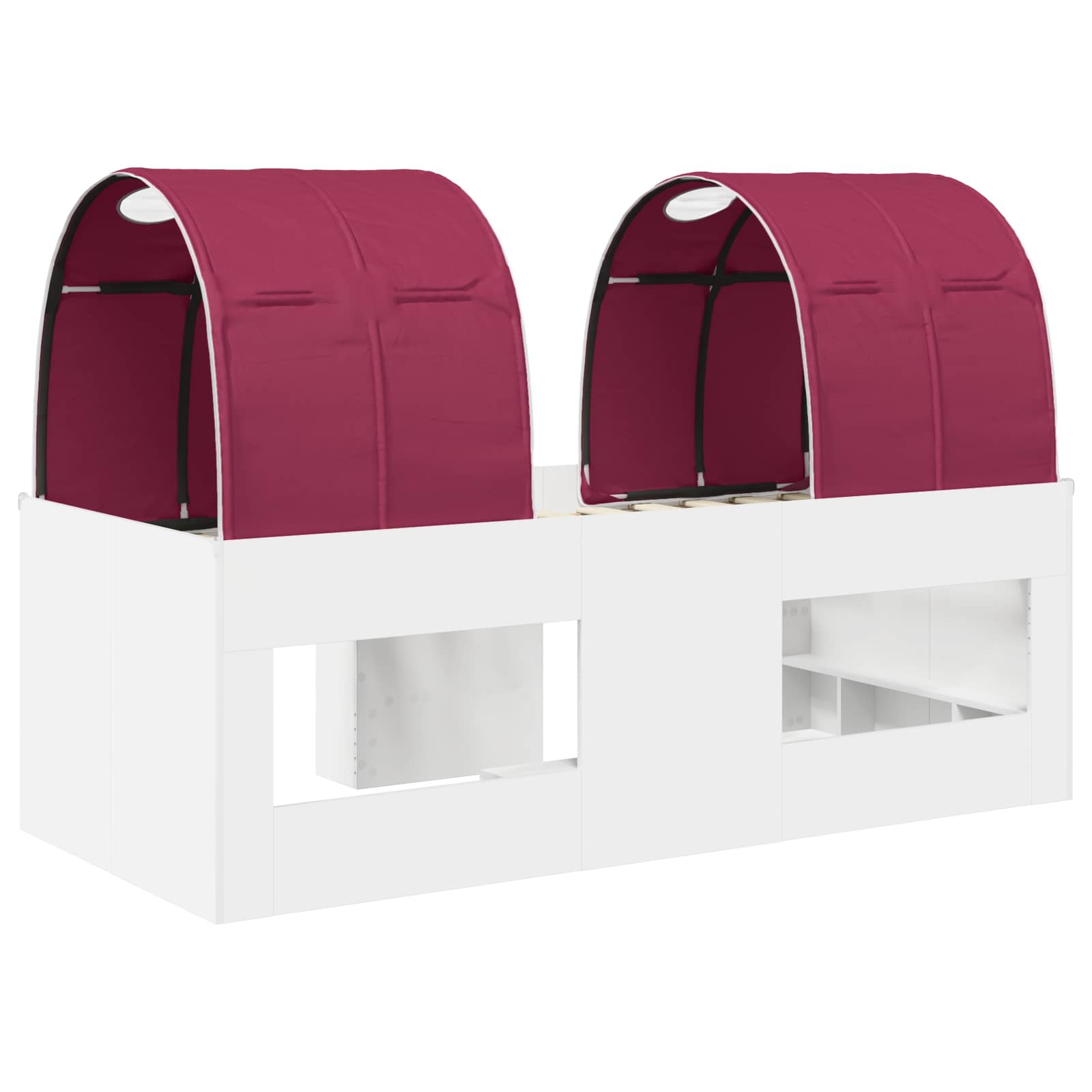 Cama con Túnel 4 pcs Blanco y Rojo Madera de ingeniería