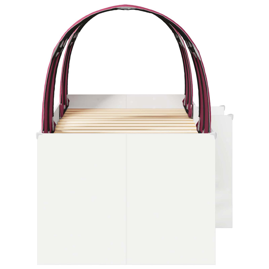 Cama con Túnel 4 pcs Blanco y Rojo Madera de ingeniería