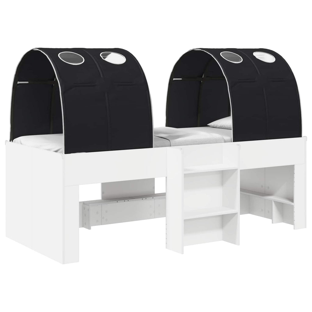 Cama con Túnel 4 pcs Blanco y Negro Madera de ingeniería