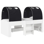 Cama con Túnel 4 pcs Blanco y Negro Madera de ingeniería