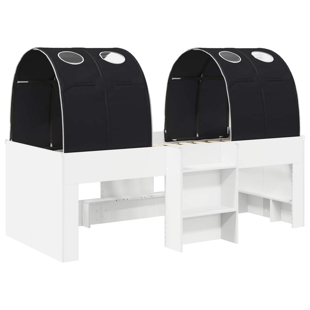 Cama con Túnel 4 pcs Blanco y Negro Madera de ingeniería