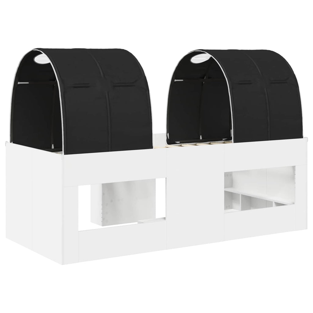 Cama con Túnel 4 pcs Blanco y Negro Madera de ingeniería