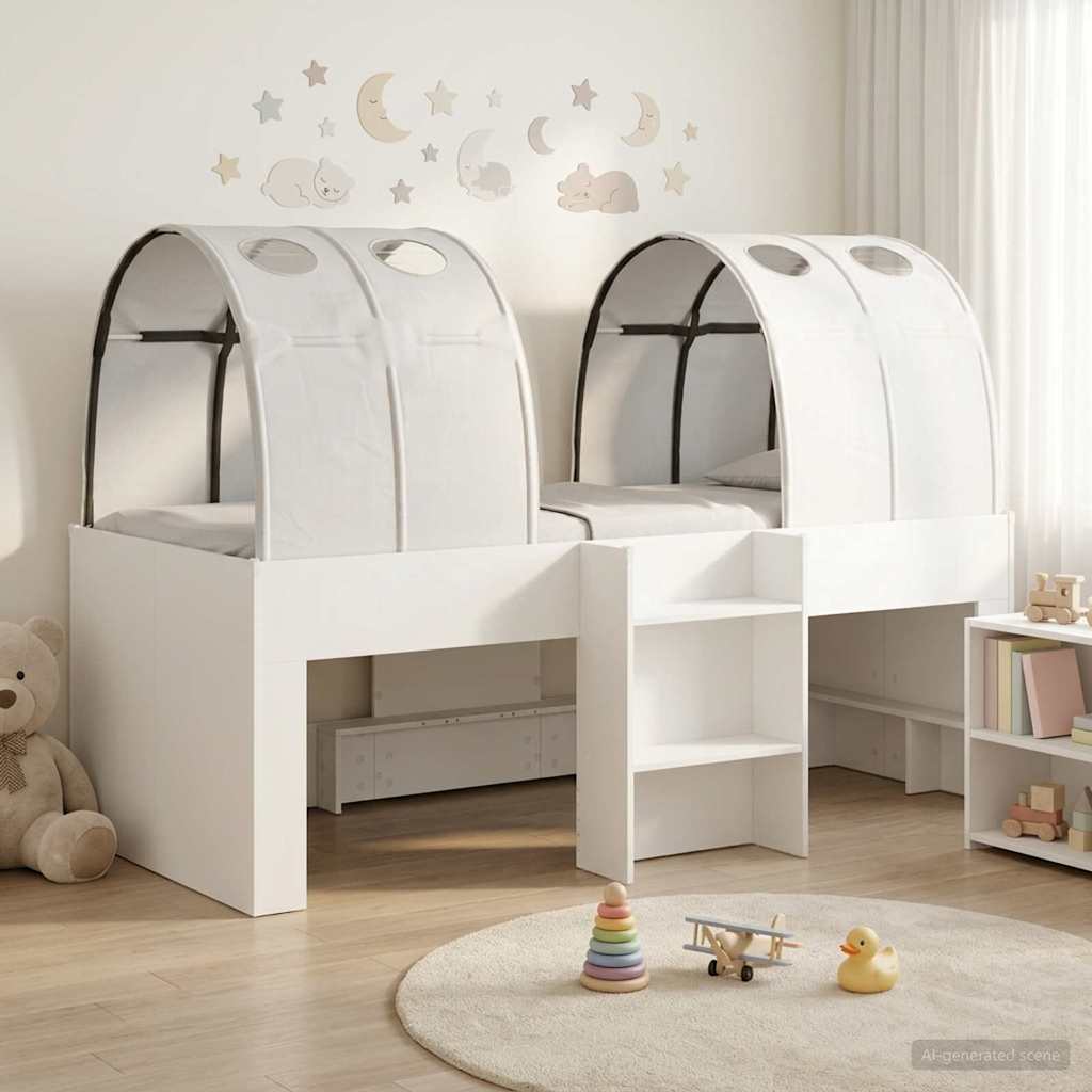 Cama con Túnel 4 pcs Blanco Madera de ingeniería