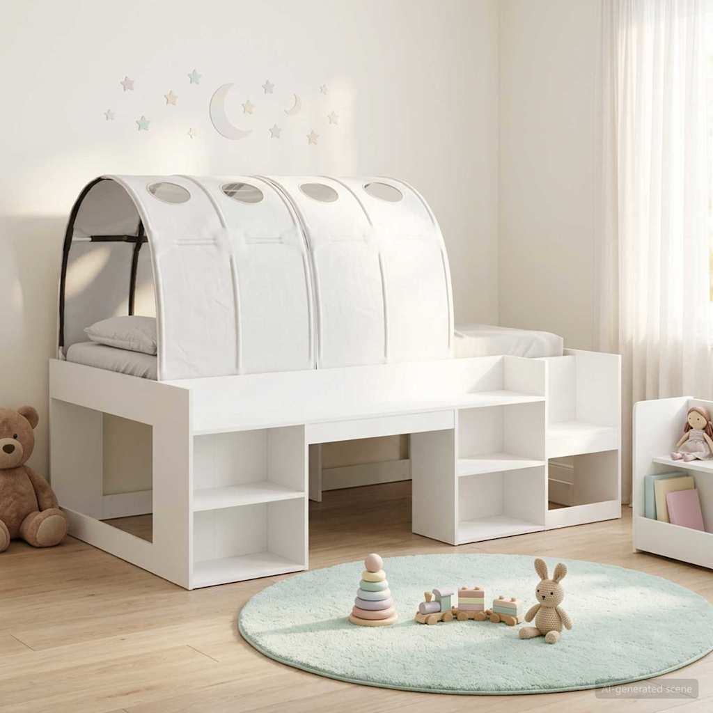 Estructura de Cama con Barandas de Cama Blanco
