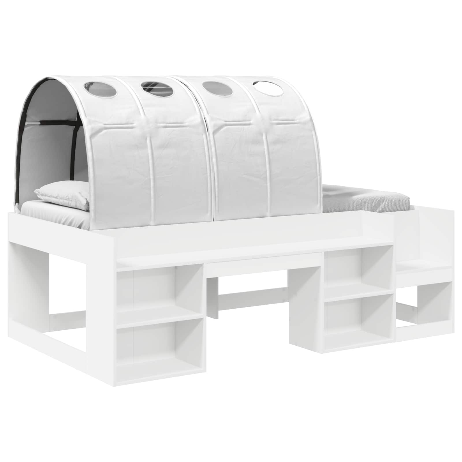Estructura de Cama con Barandas de Cama Blanco
