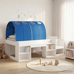 Cama con túnel 3 pcs Blanco y Azul Madera de ingeniería