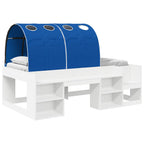 Cama con túnel 3 pcs Blanco y Azul Madera de ingeniería