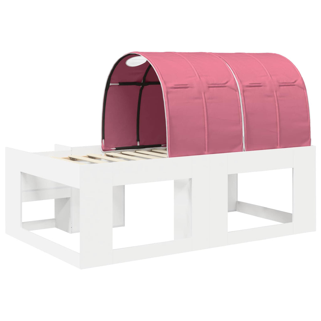 Cama con túnel 3 pcs Blanco y Rosa Madera de ingeniería