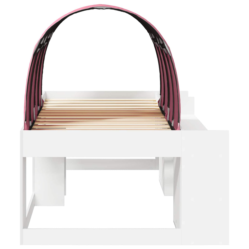 Cama con túnel 3 pcs Blanco y Rosa Madera de ingeniería