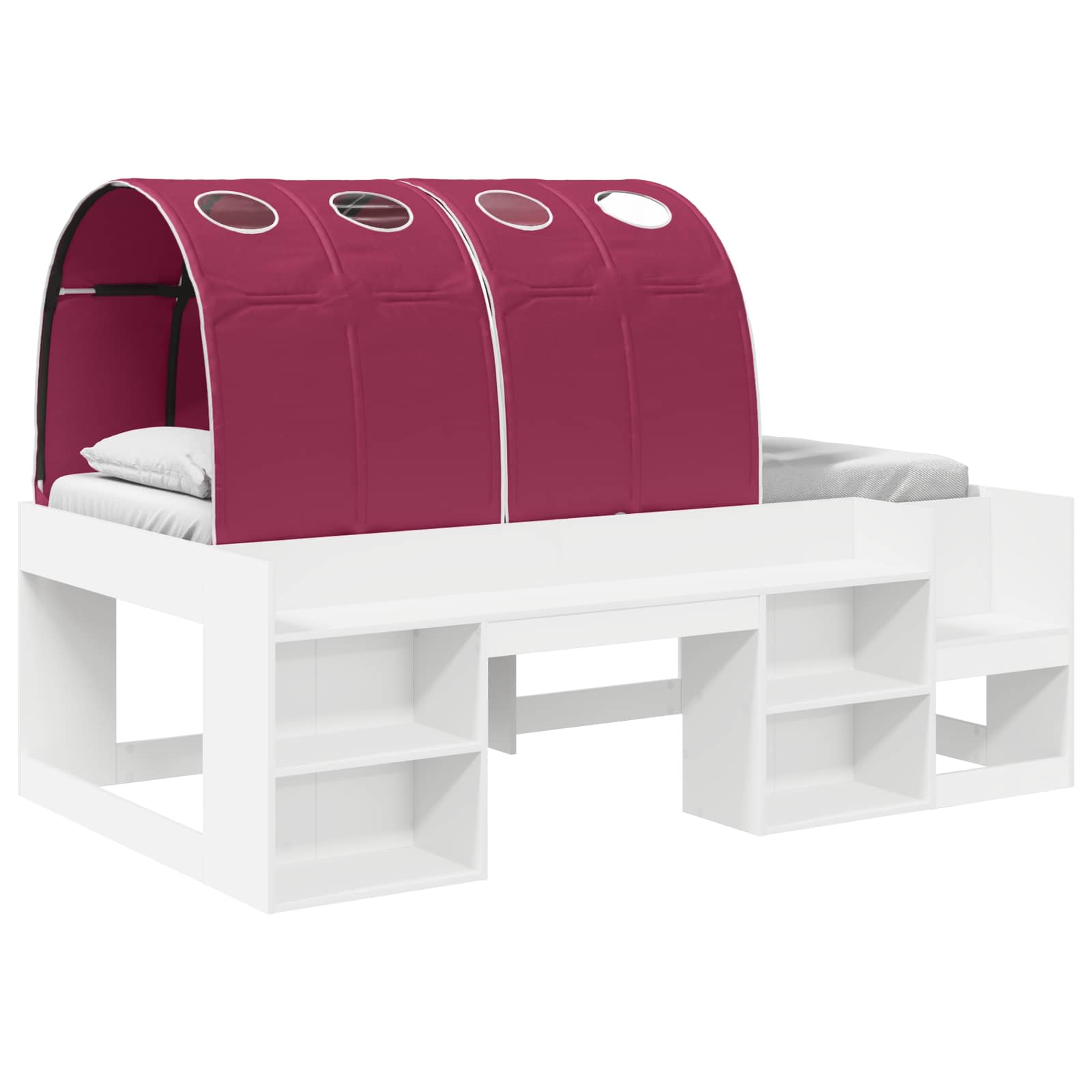 Cama con túnel 3 pcs Blanco y Rojo Madera de ingeniería