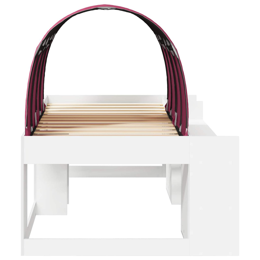 Cama con túnel 3 pcs Blanco y Rojo Madera de ingeniería